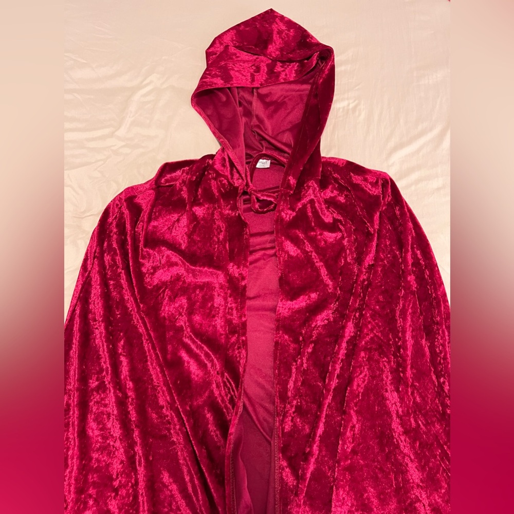 Burgundy Hooded Cape